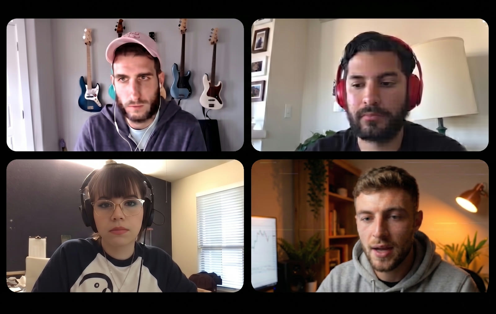 Live video interview — multi-panel call with Quentin and members